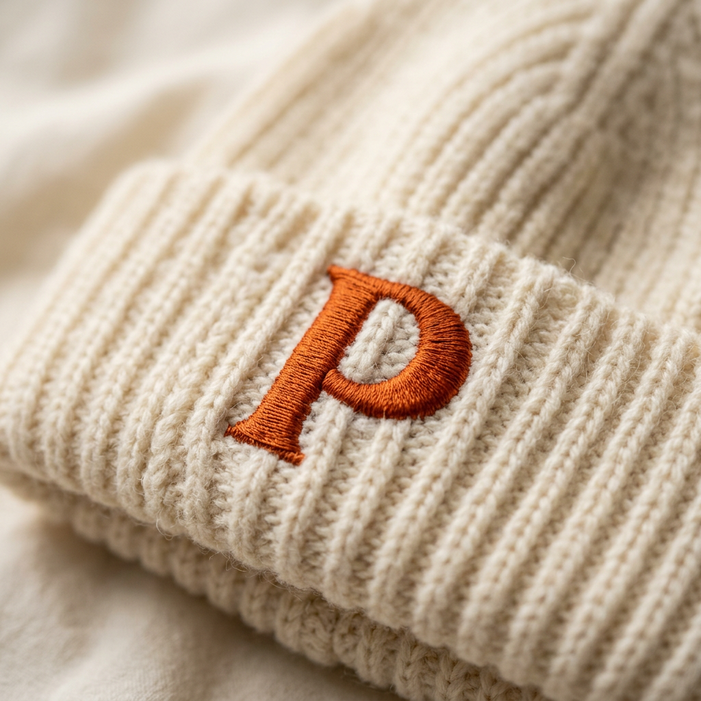 Persimmon Monogram Beanie detail
